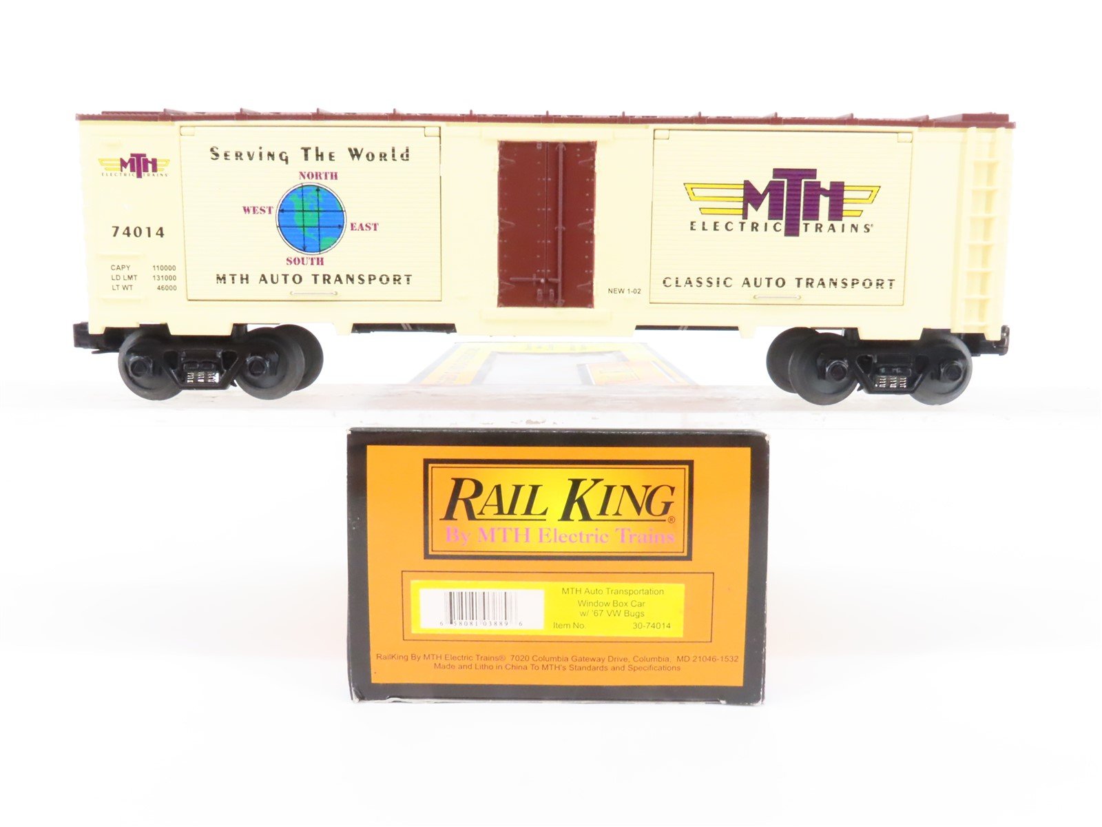 O Gauge 3-Rail Rail King MTH 30-74014 MTH Auto Transport Box Car w/VW Bugs 74014