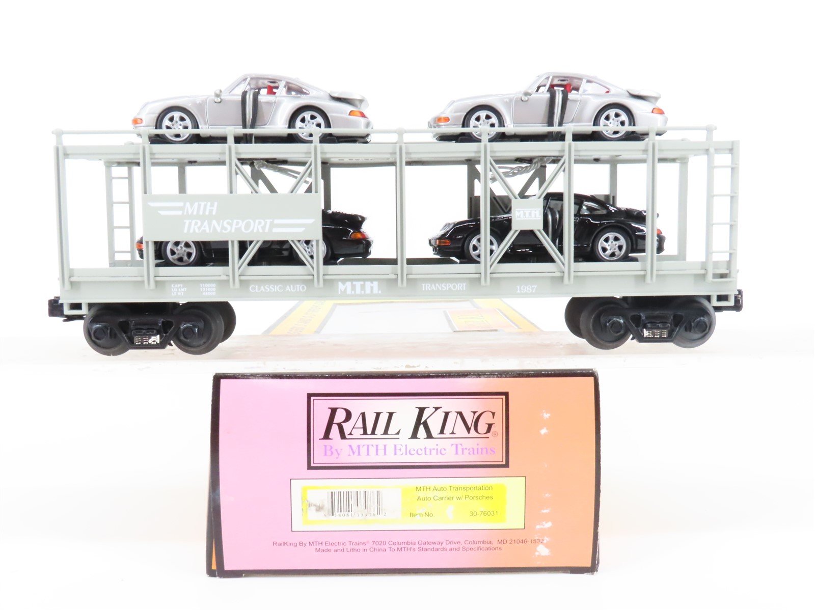 O Gauge 3-Rail Rail King MTH 30-76031 MTH Transport Auto Carrier w/Porsches 1987