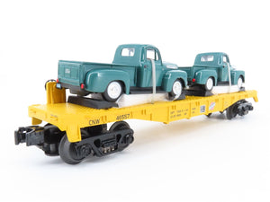 O Gauge 3-Rail Rail King MTH 30-8312 CNW Die Cast Flat car w/Ford PIckups 46557