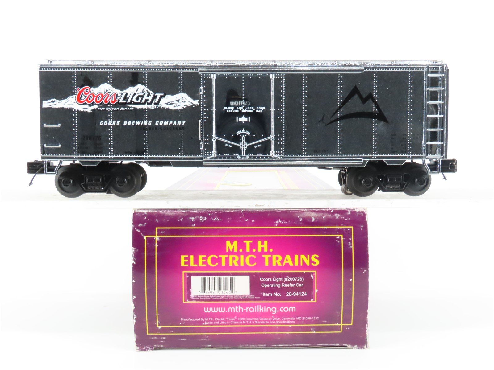O Gauge 3-Rail Rail King MTH 20-94124 Coors Light Operating Reefer #200726