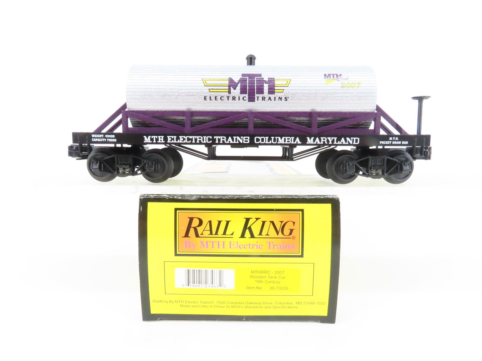 O Gauge 3-Rail Rail King MTH 30-73235 MTHRRC 2007 19th Century Wooden Tank Car