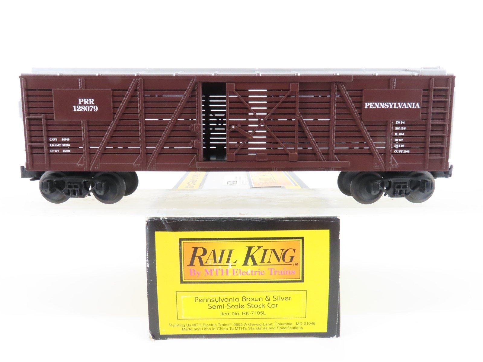 O Gauge 3-Rail Rail King MTH RK-7105L PRR Pennsylvania Stock Car #128079