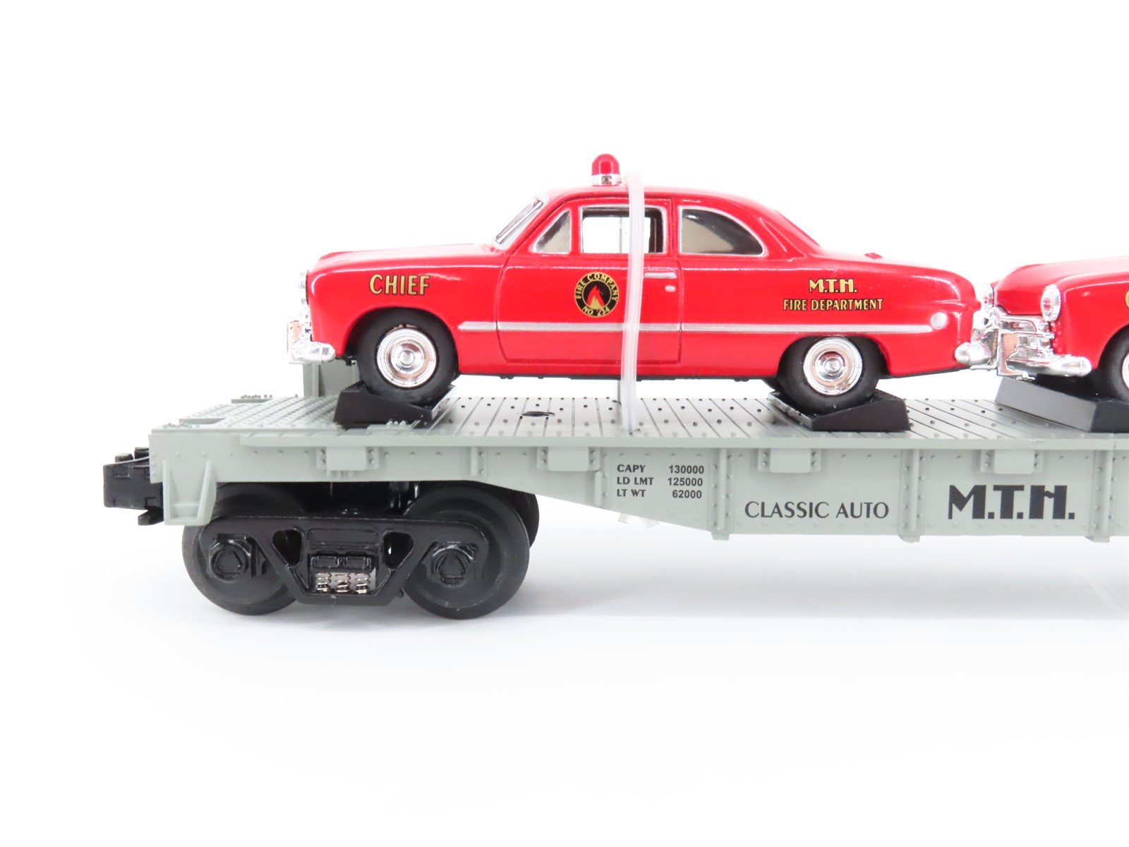 O Gauge 3-Rail Rail King MTH 30-7623 MTH Transport Flat Car w/ERTL Fire Cars