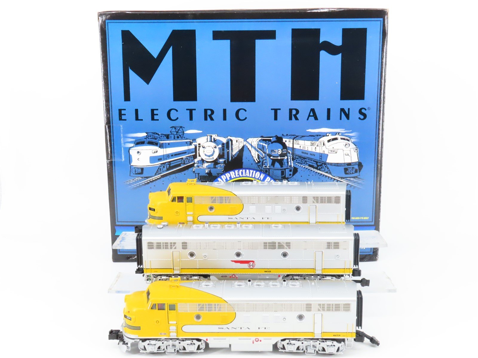 O Gauge 3-Rail MTH 20-80006A ATSF Santa Fe F7 A/B/A Diesel Loco Set w/ Sound