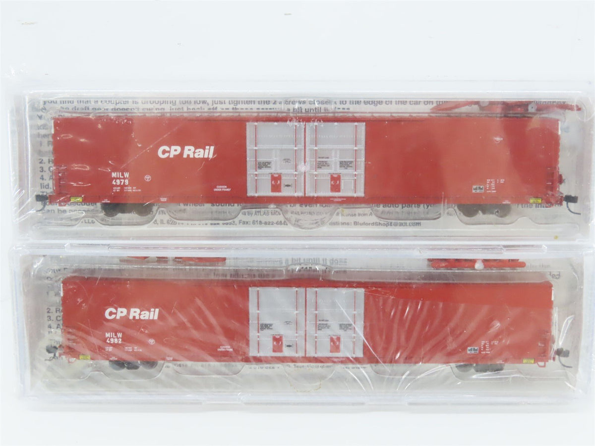 N Scale Bluford Shops 86212 MILW CP Rail 86&#39; Auto Parts Box Car 2-Pack Sealed
