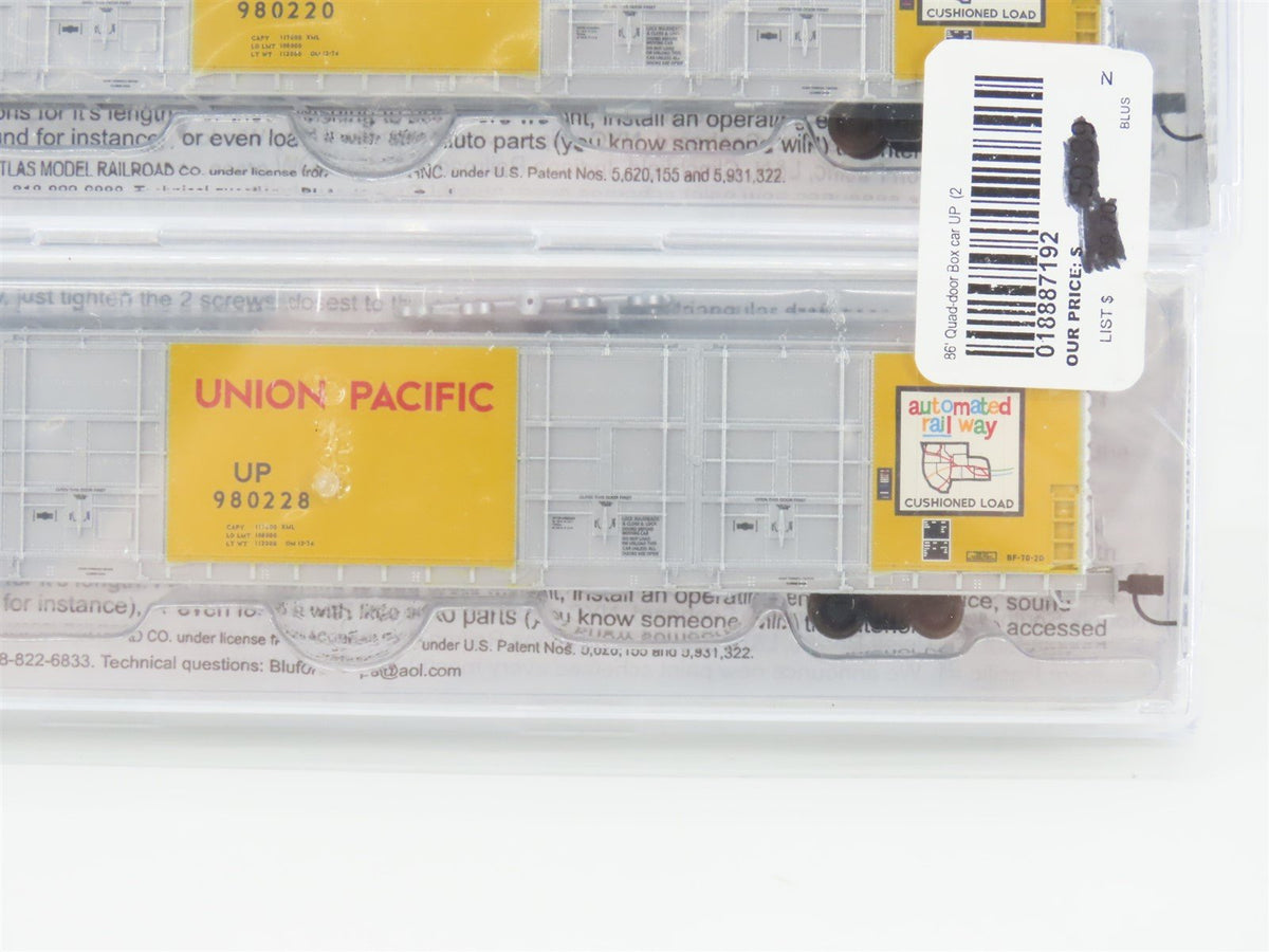 N Bluford Shops 87192 UP Union Pacific 86&#39; Auto Parts Box Car 2-Pack Sealed
