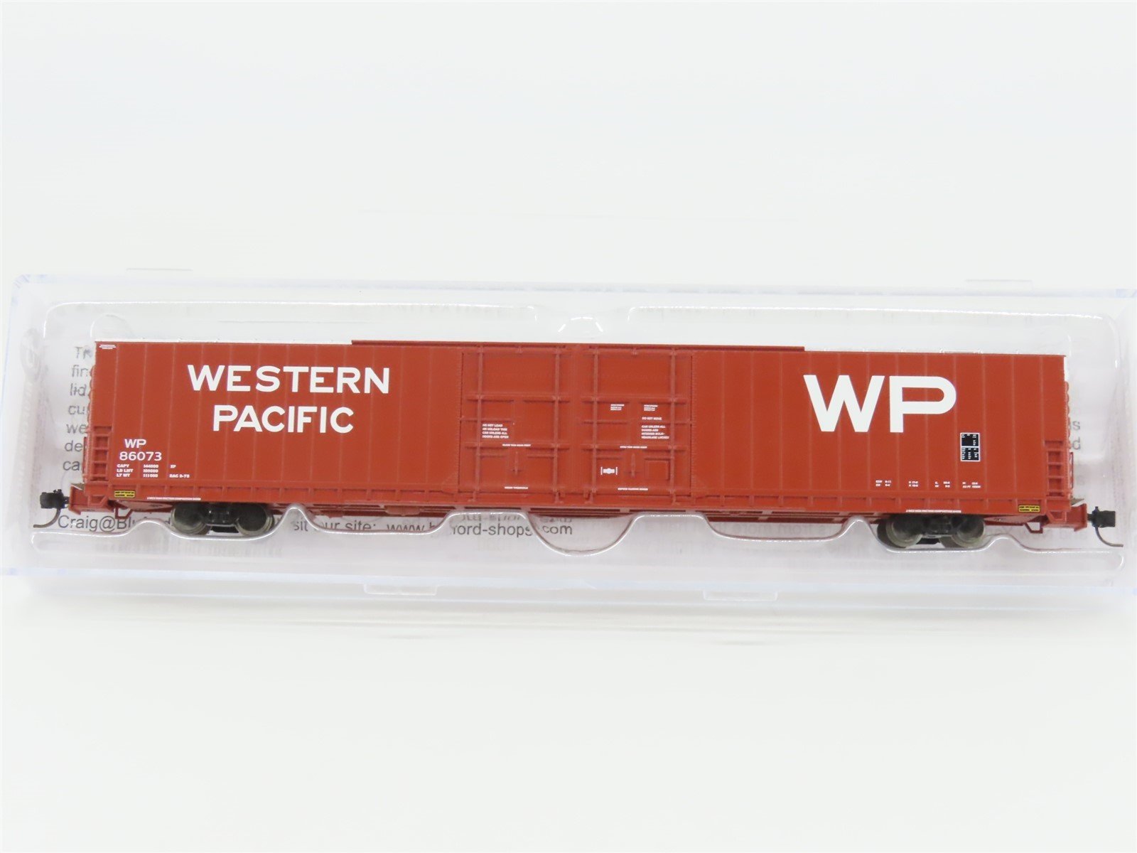 N Scale Bluford Shops 86680 WP Western Pacific 86' Auto Parts Box Car #86073