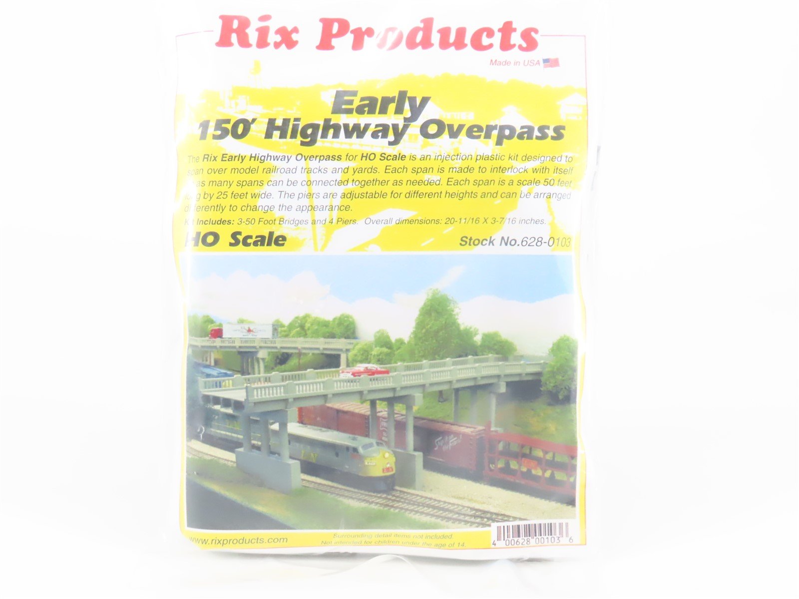 HO Scale Rix Products 628-0103 Early 150' Highway Overpass Kit