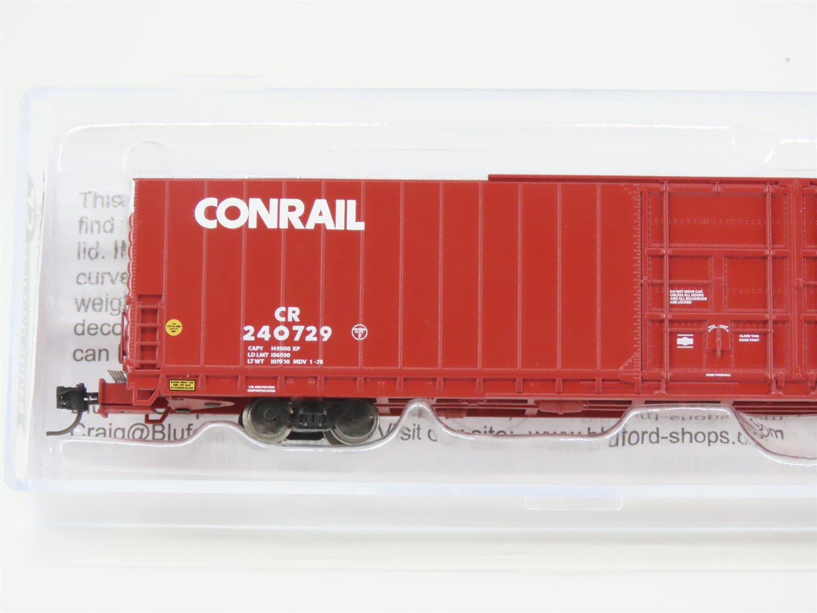 N Scale Bluford Shops 86637 CR Conrail 86' Auto Parts Box Car #240729