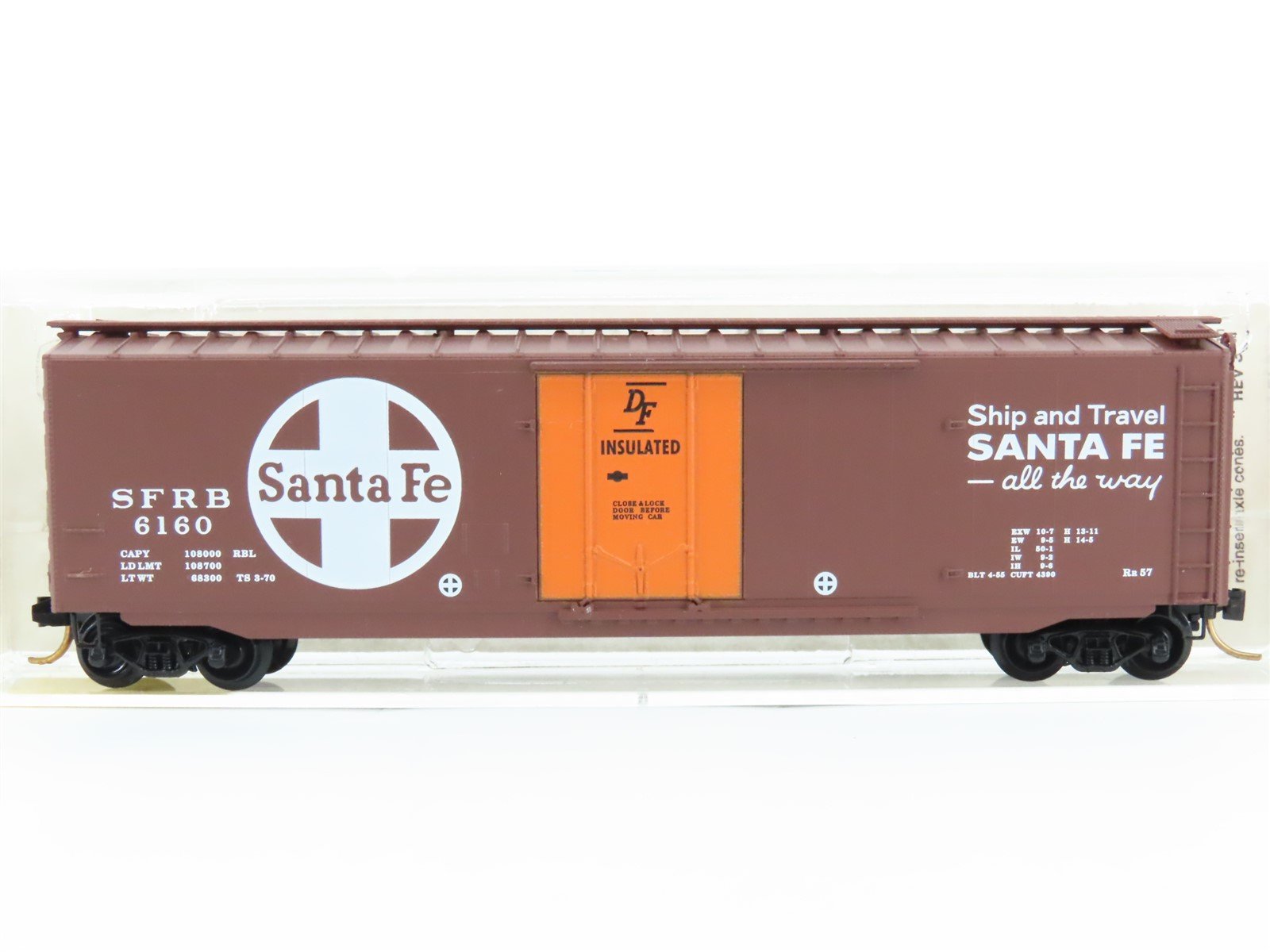 N Micro-Trains MTL 32050/2 SFRB Santa Fe "Santa Fe All The Way" 50' Boxcar #6160