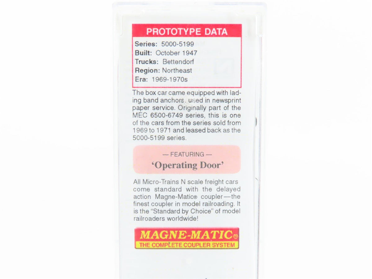N Scale Micro-Trains MTL 07300120 MEC &quot;Pine Tree Route&quot; 40&#39; Boxcar #5055 w/ Load