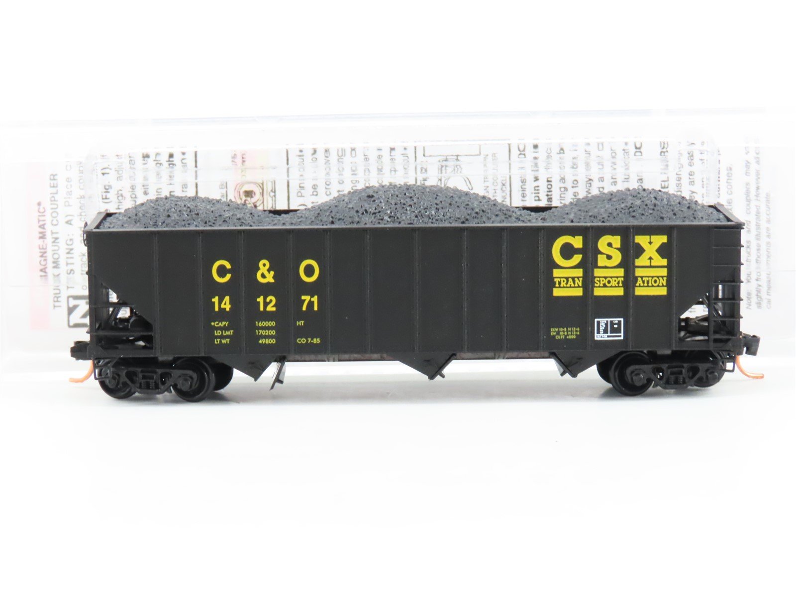 N Micro-Trains MTL 10800301 CSX/C&O 100-Ton 3-Bay Hopper #141271 w/Coal Load