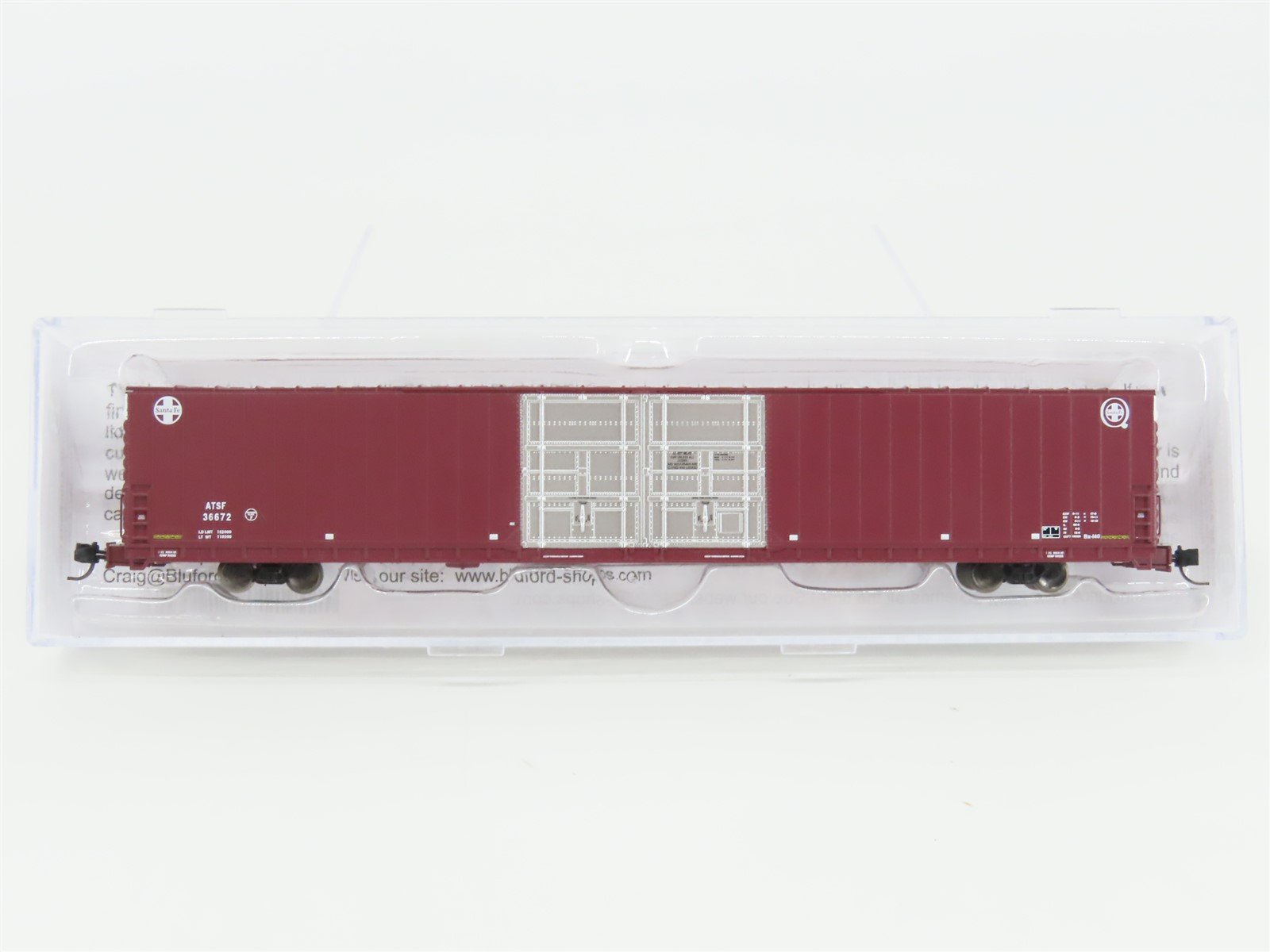N Scale Bluford Shops 86600 ATSF Santa Fe Railroad 86' Auto Parts Box Car #36672