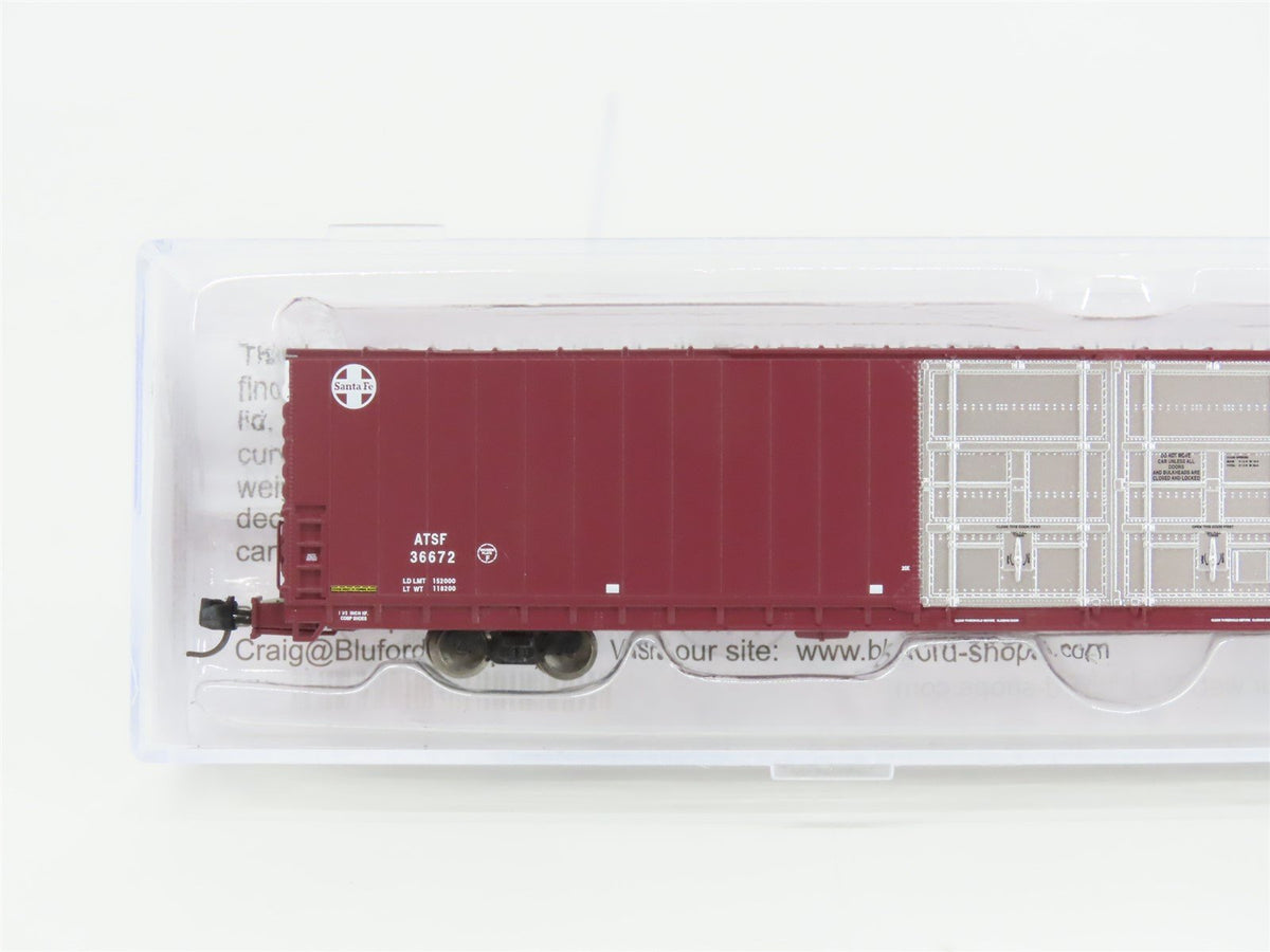 N Scale Bluford Shops 86600 ATSF Santa Fe Railroad 86&#39; Auto Parts Box Car #36672