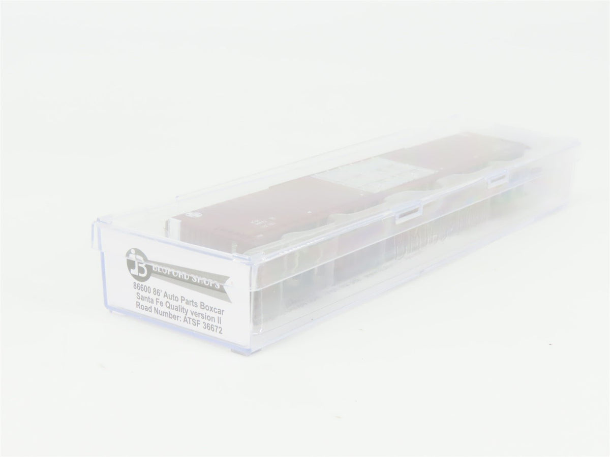 N Scale Bluford Shops 86600 ATSF Santa Fe Railroad 86&#39; Auto Parts Box Car #36672