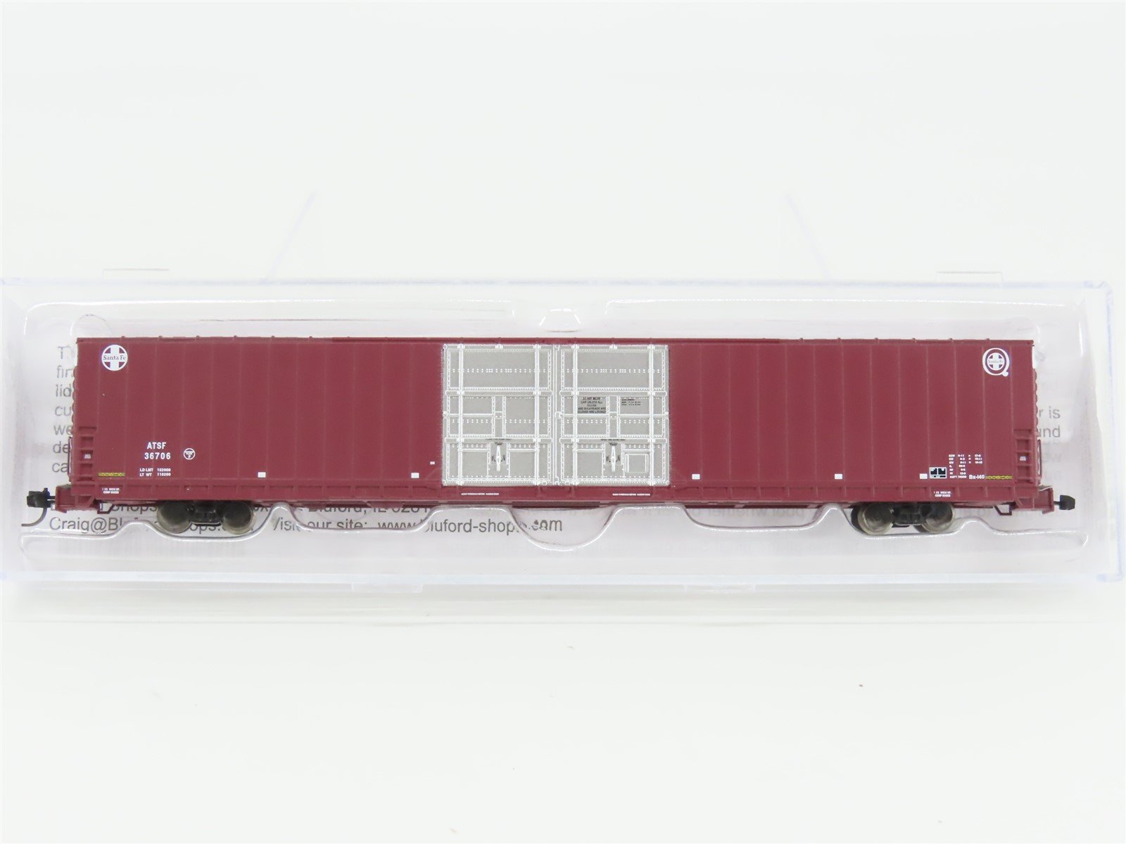 N Scale Bluford Shops 86601 ATSF Santa Fe Railroad 86' Auto Parts Box Car #36706
