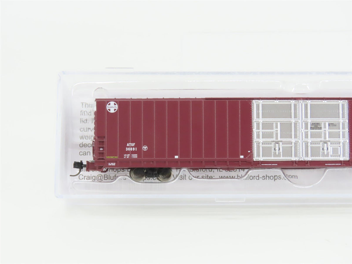 N Scale Bluford Shops 86605 ATSF Santa Fe Railroad 86&#39; Auto Parts Box Car #36691