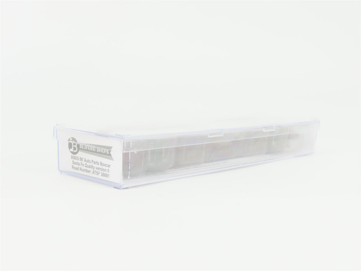 N Scale Bluford Shops 86605 ATSF Santa Fe Railroad 86&#39; Auto Parts Box Car #36691