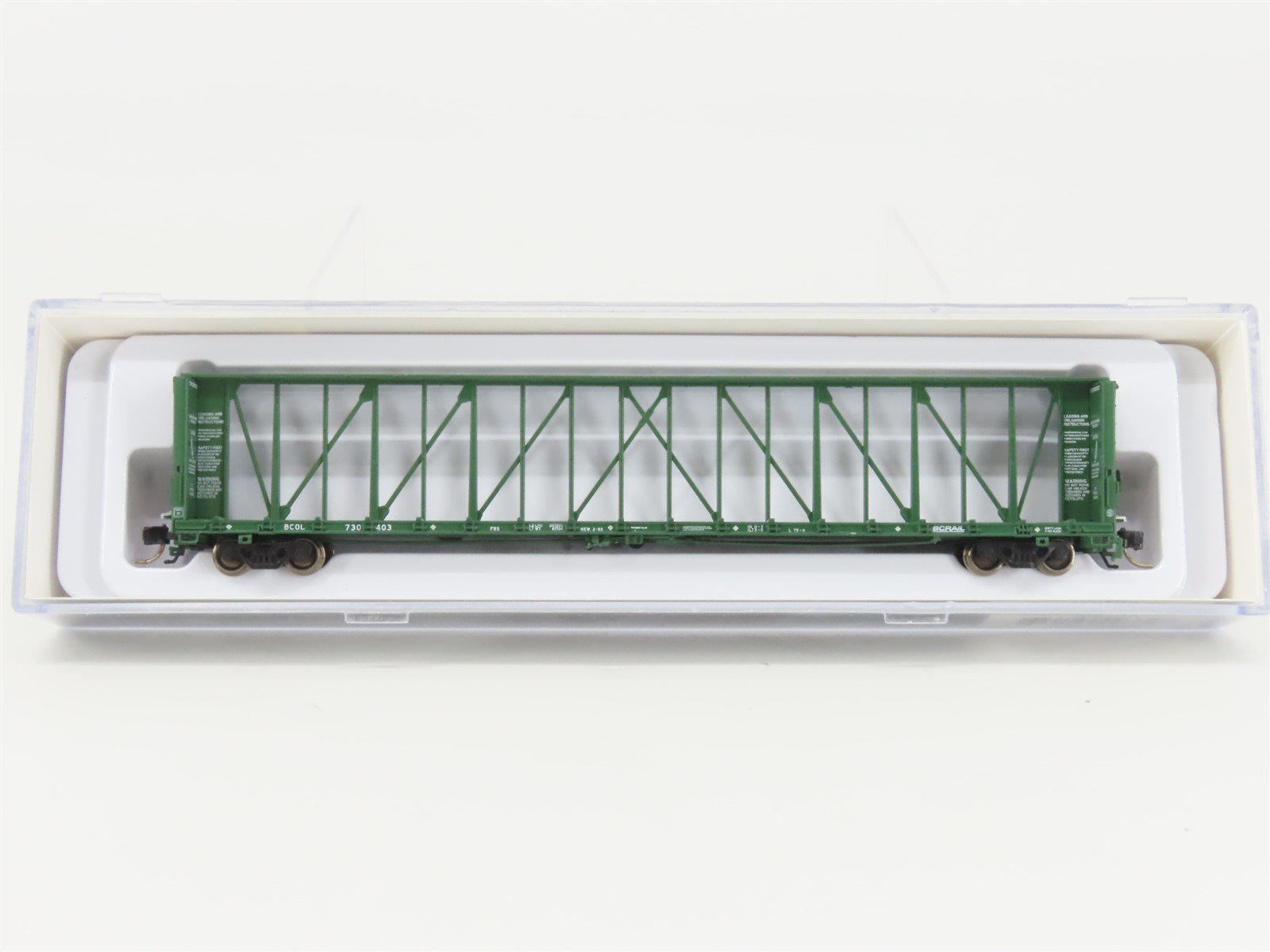 N Scale Rapido 562001A BCOL BC Rail Centerbeam Flat Car #730403