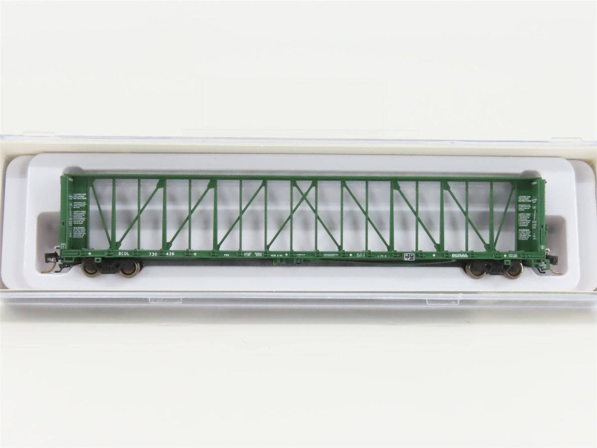 N Scale Rapido 562001A BCOL BC Rail Centerbeam Flat Car #730436
