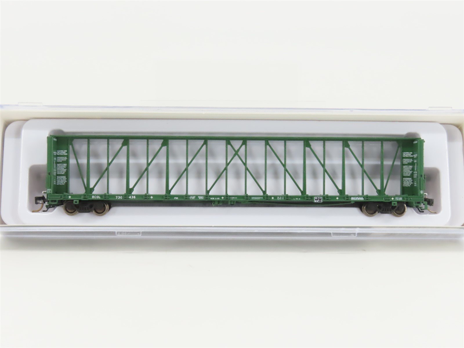 N Scale Rapido 562001A BCOL BC Rail Centerbeam Flat Car #730436