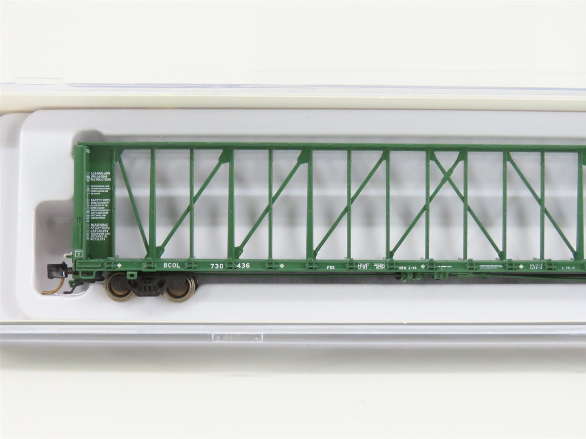 N Scale Rapido 562001A BCOL BC Rail Centerbeam Flat Car #730436