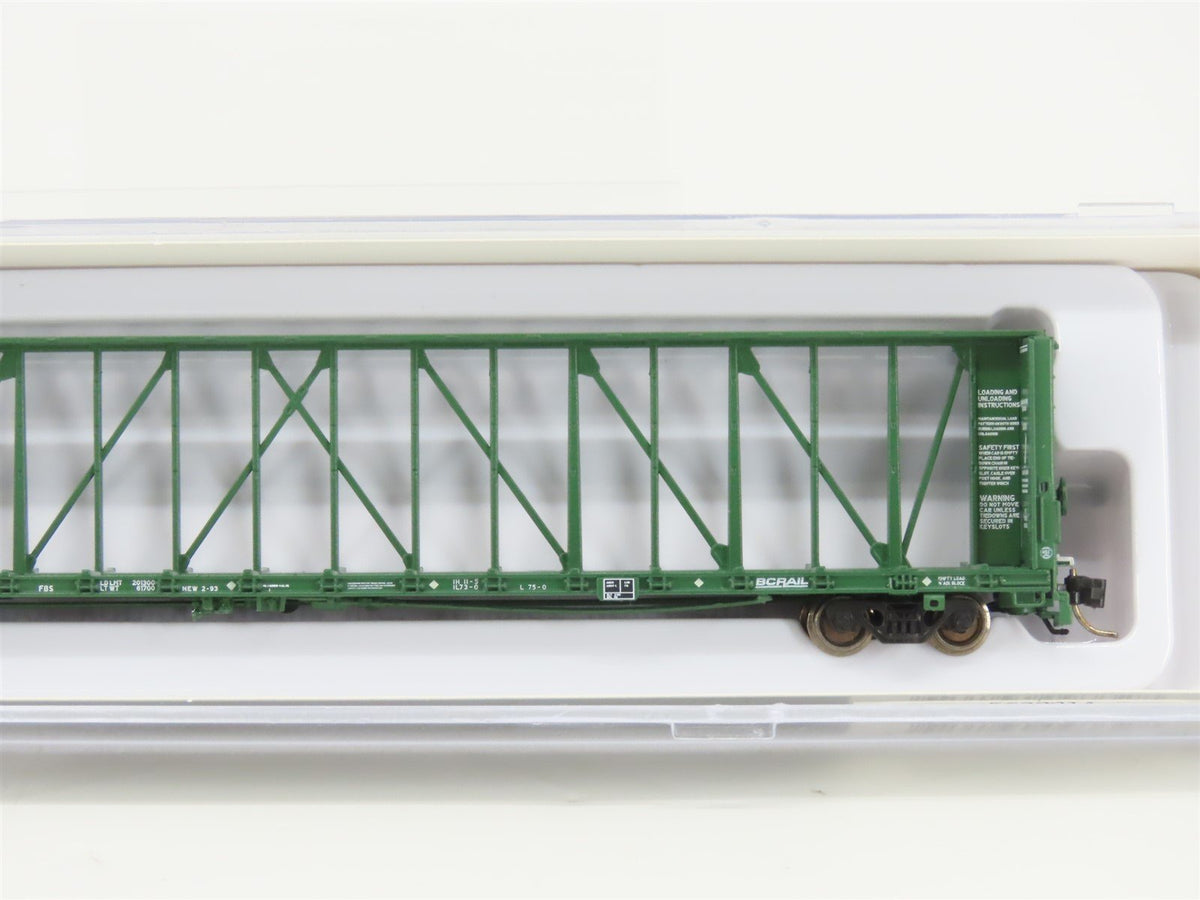 N Scale Rapido 562001A BCOL BC Rail Centerbeam Flat Car #730436