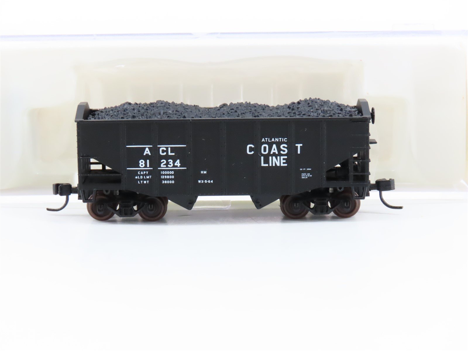 N Scale Atlas 41003 ACL Atlantic Coast Line 2-Bay Hopper #81234 w/ Load