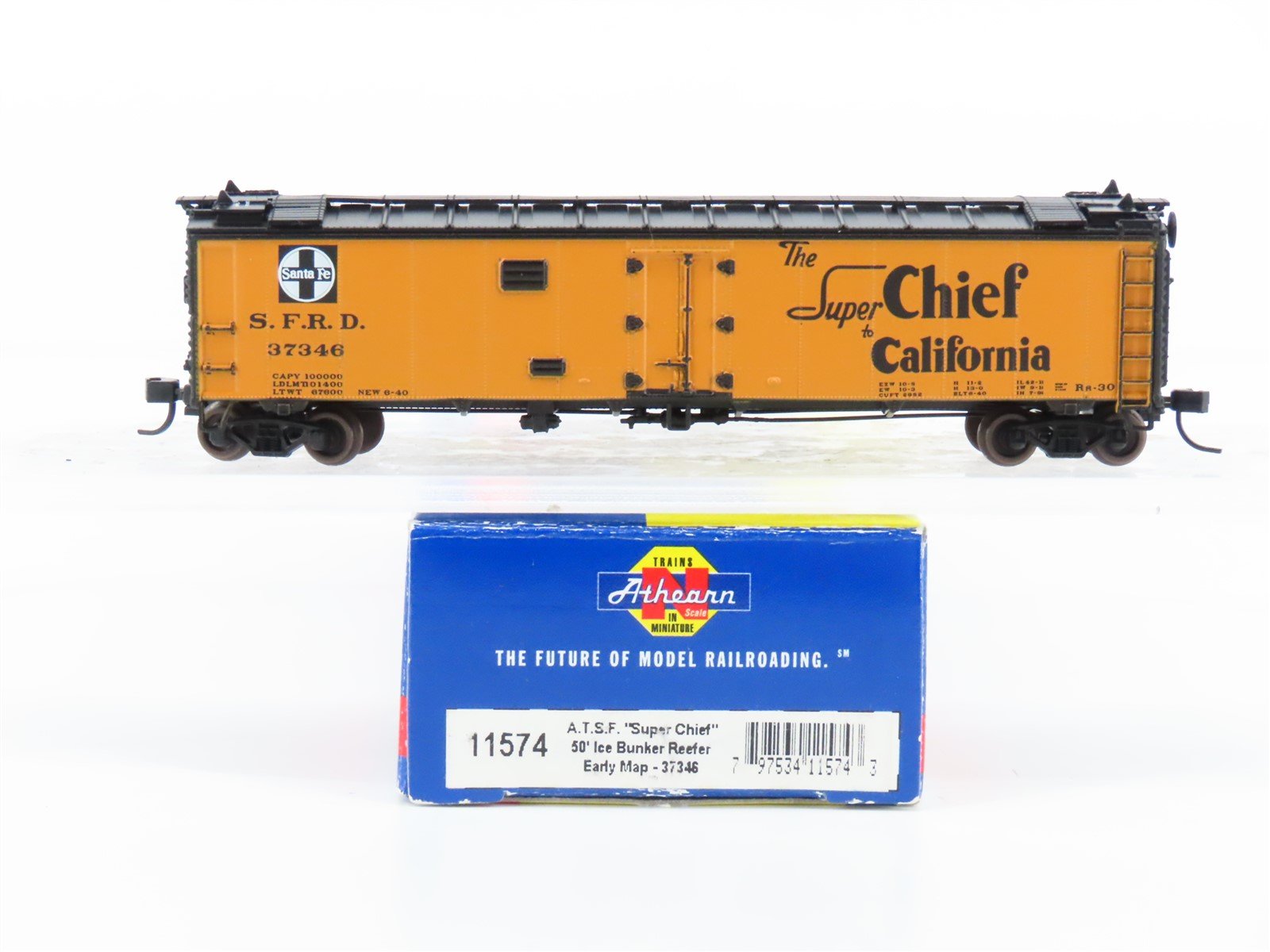 N Scale Athearn 11574 SFRD Santa Fe "Chief California" 50' Ice Reefer #37346