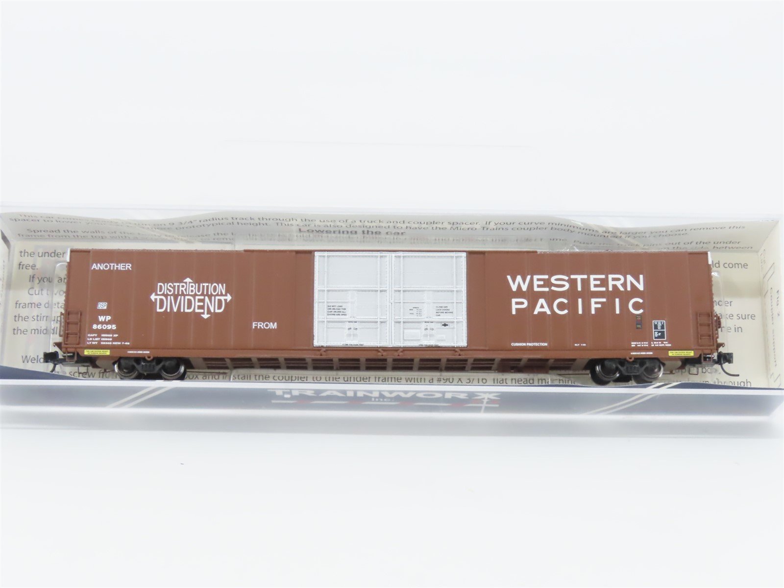 N Scale TrainWorx 2921-07 WP Western Pacific 86' Auto Parts Box Car #86095