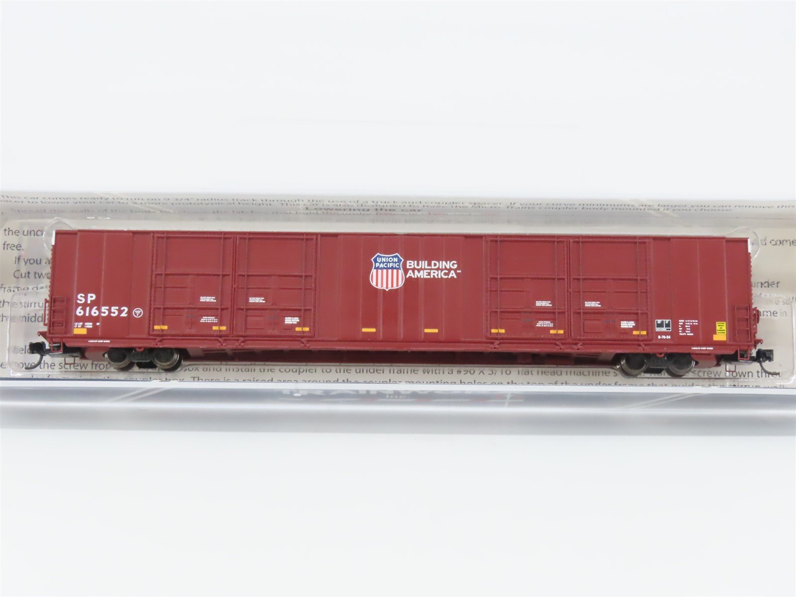 N Scale TrainWorx 2807-06 SP UP Union Pacific 86' Auto Parts Box Car #616552