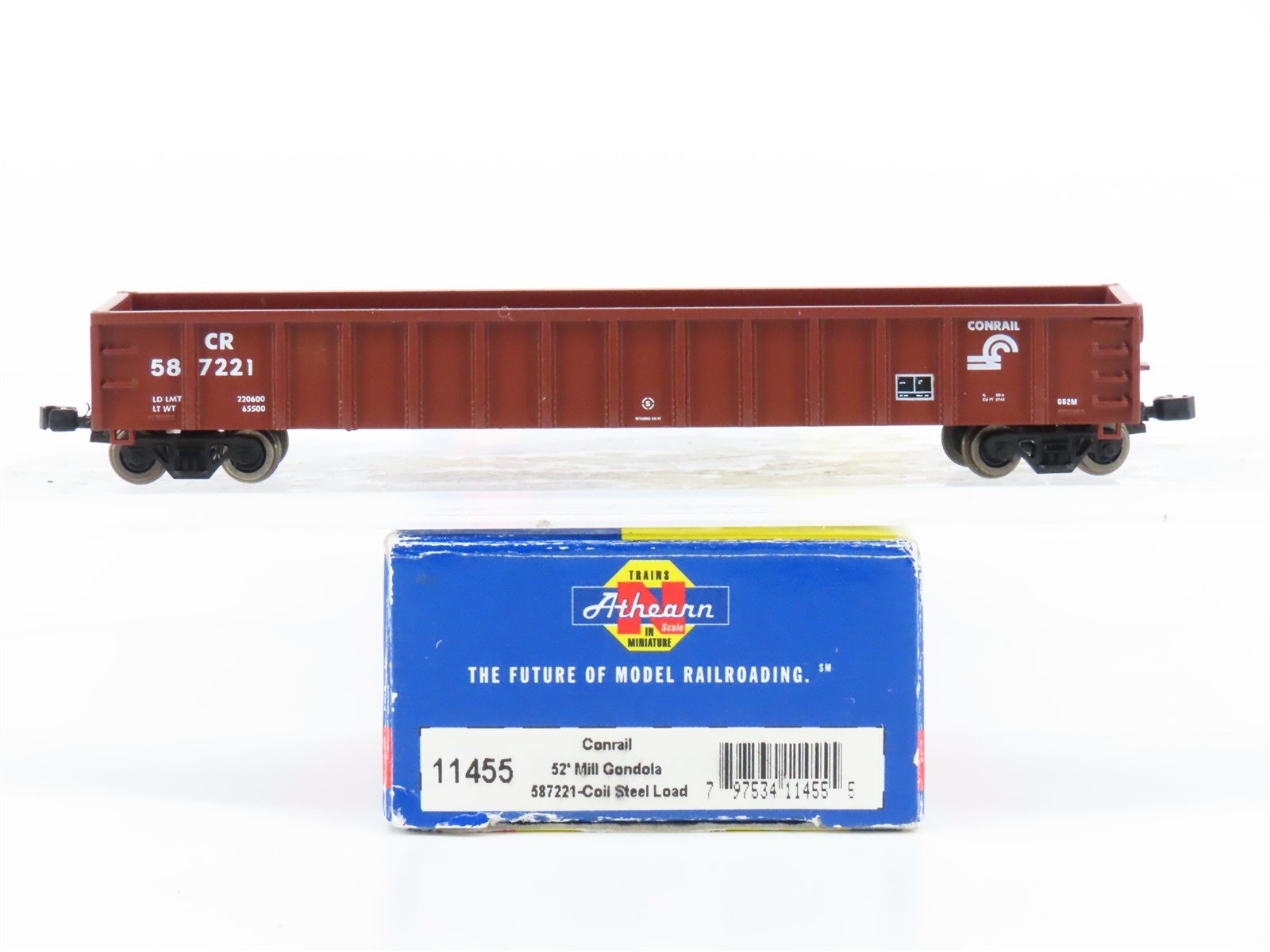 N Scale Athearn 11455 CR Conrail 52' Mill Gondola #587221 w/Steel Coil Loads