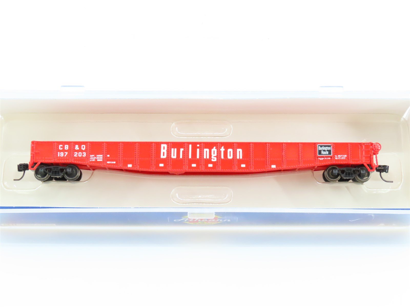 N Scale Athearn ATH23928 CB&Q Burlington Route 65' Mill Gondola #197203