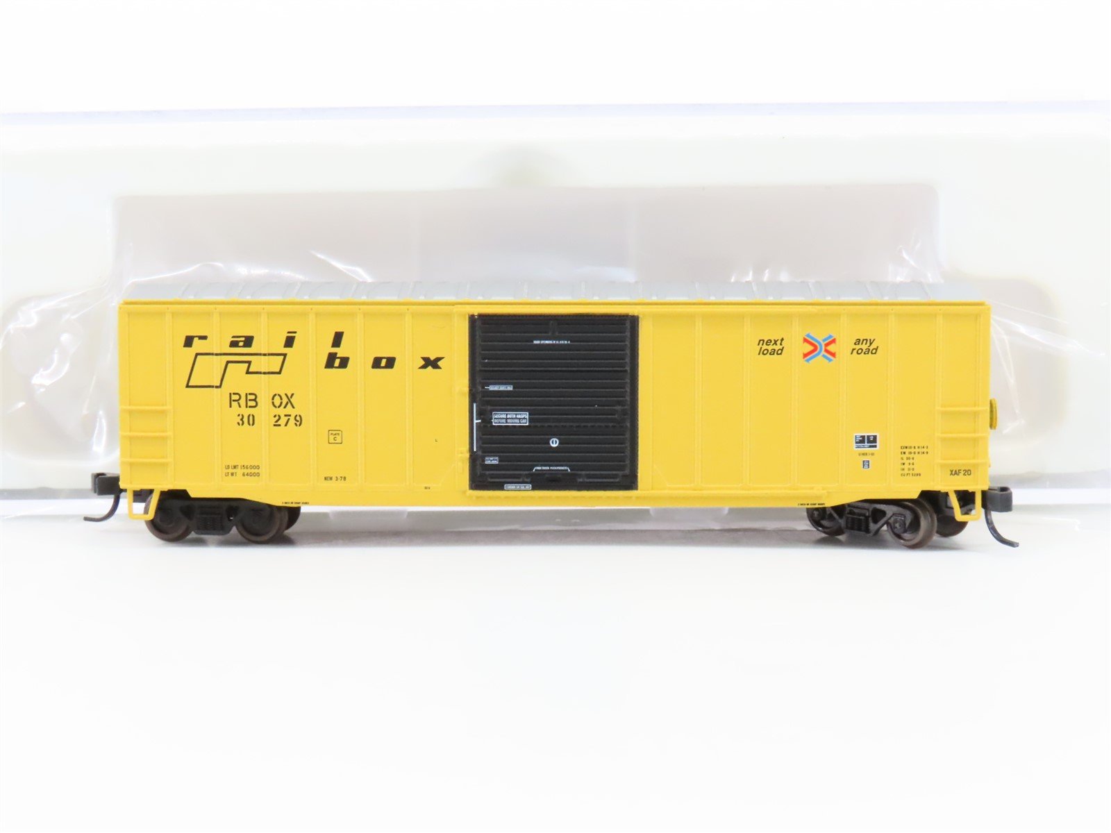 N Scale Atlas Trainmann RBOX Railbox 50' ACF Single Door Boxcar #30279