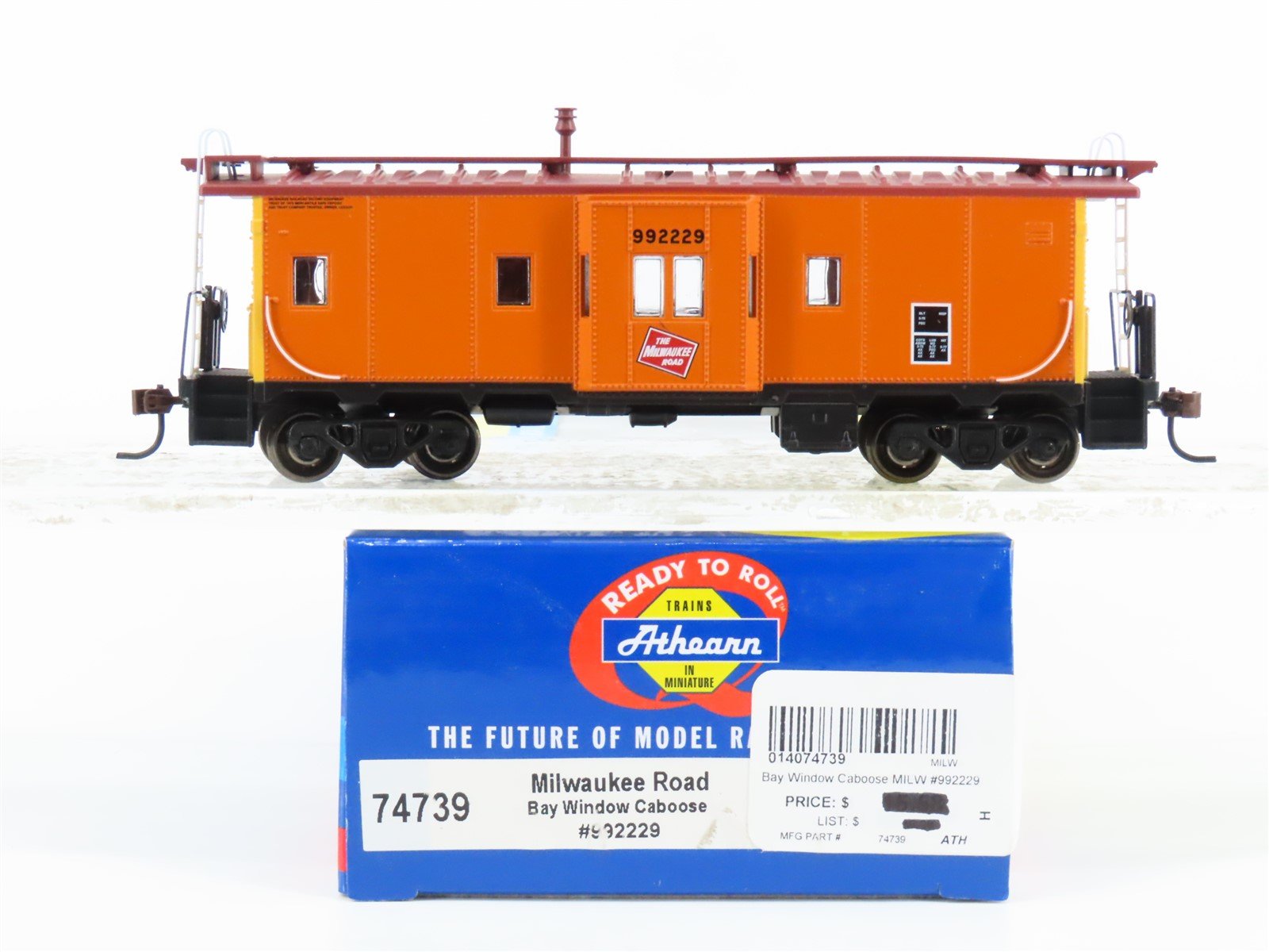 HO Scale Athearn 74739 MILW Milwaukee Road Bay Window Caboose #992229