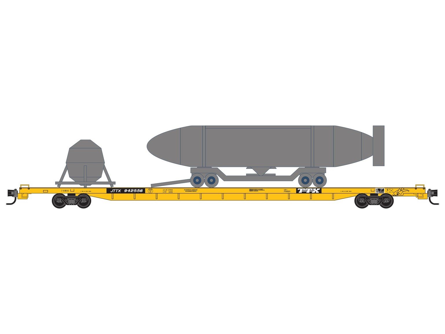 N Micro-Trains MTL 07100940 JTTX 89' Flat Car #942556 w/ DSRV Training Vehicle