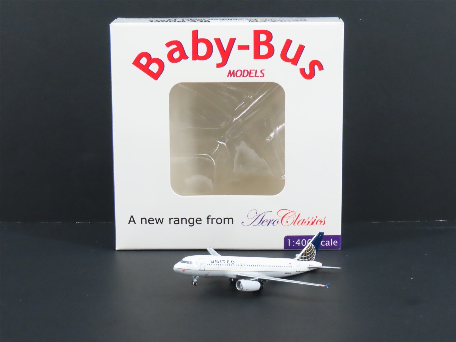 1:400 Aero Classics Baby Bus Die-Cast United Airlines Airbus A320-232 Airliner