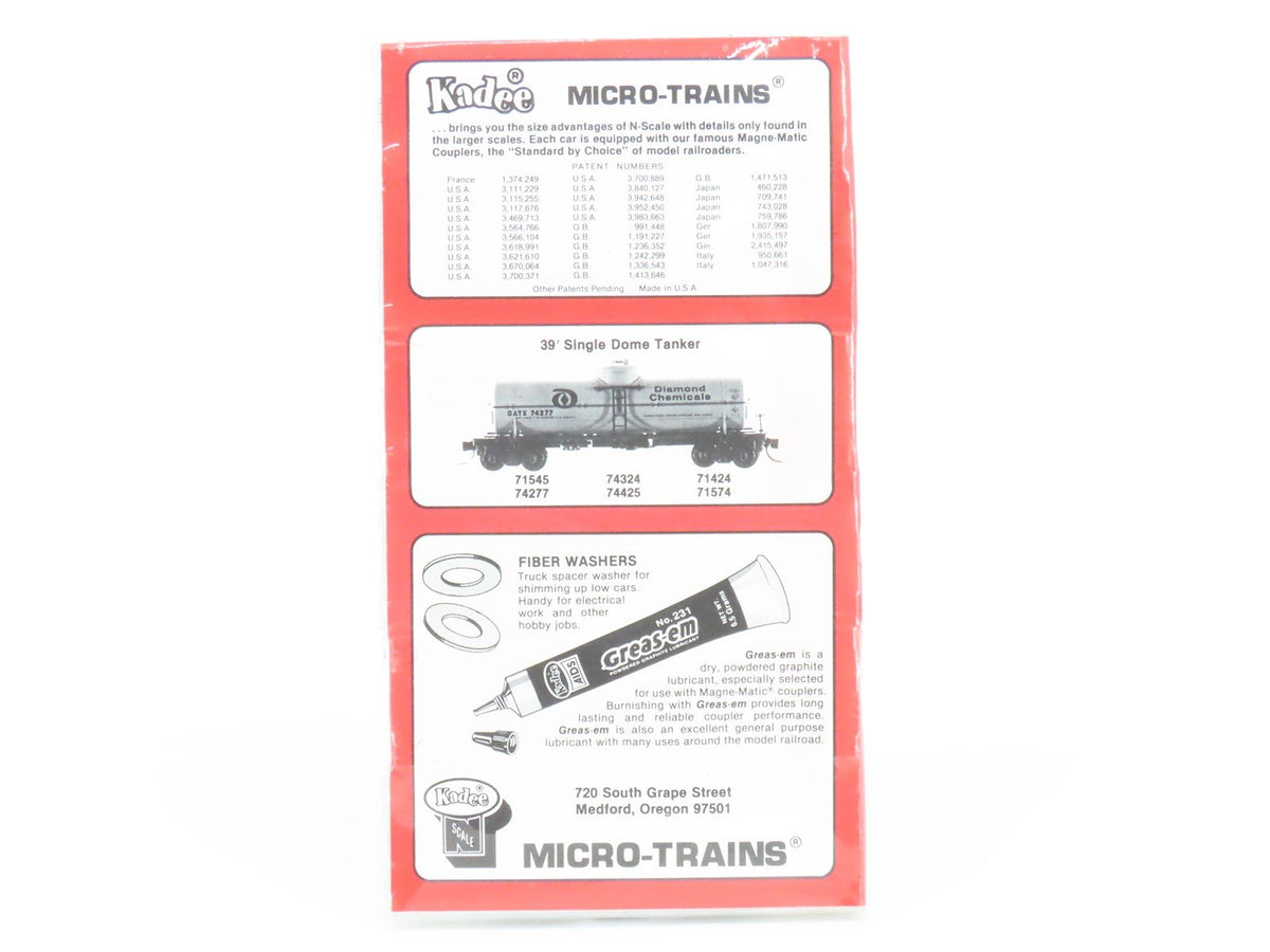 N Kadee Micro-Trains MTL 65192 GATX Diamond Chemicals Tank Car 6-Pack - Sealed