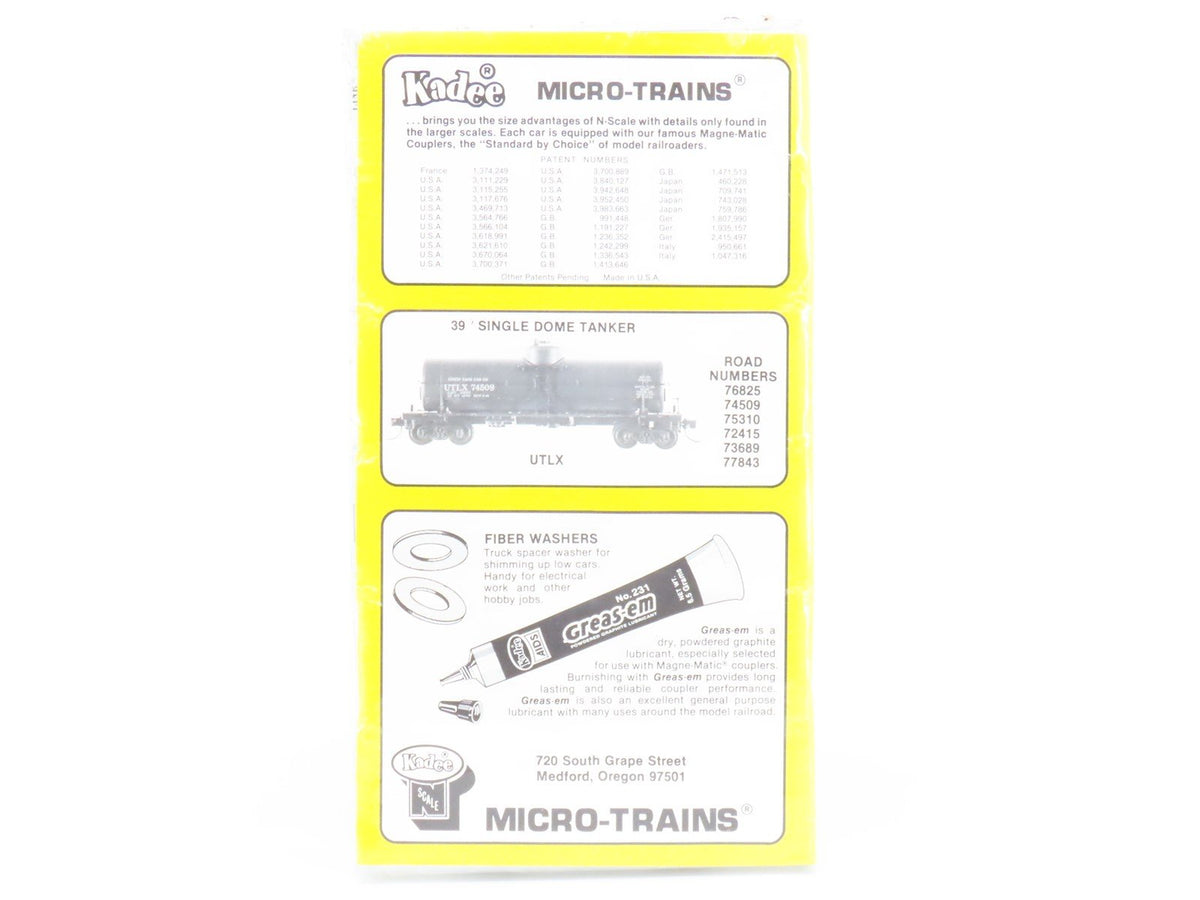 N Kadee Micro-Trains MTL 65062 UTLX 39&#39; Single Dome Tank Car 6-Pack - Sealed