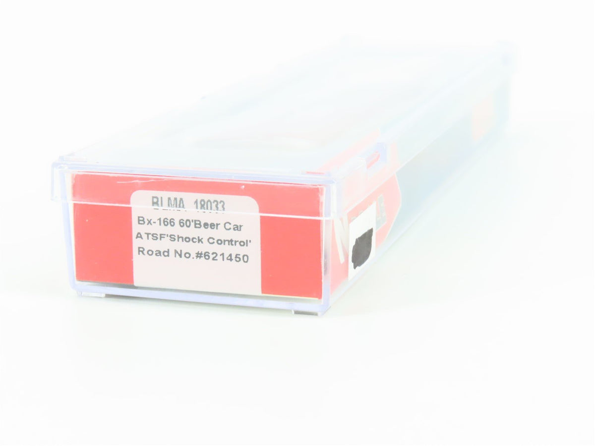 N Scale BLMA 18033 ATSF Santa Fe &quot;Shock Control&quot; 60&#39; Bx-166 Beer Box Car #621450