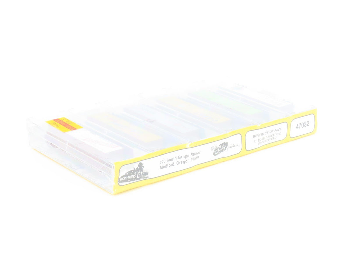 N Scale Kadee Micro-Trains MTL 47032 Beverage Six-Pack 40&#39; Wood Reefers - Sealed