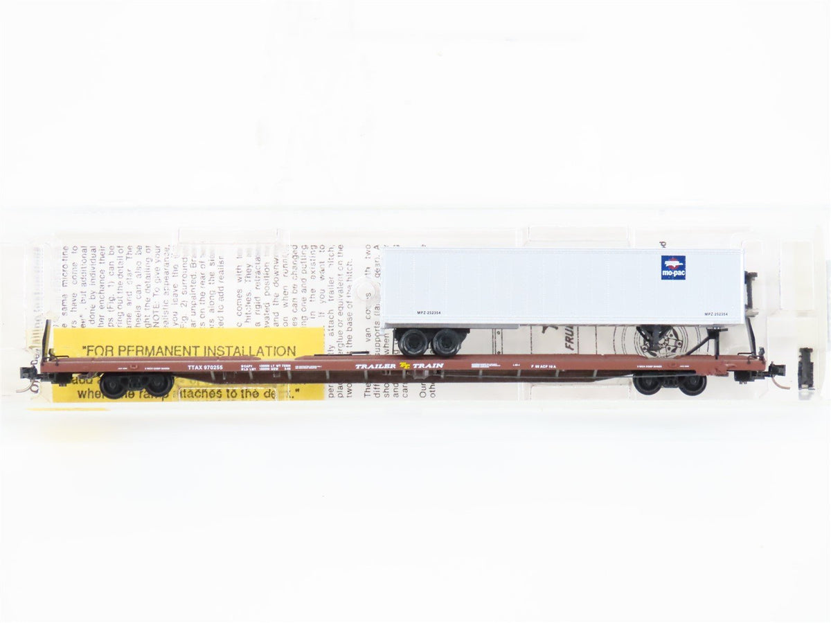 N Micro-Trains MTL 71014 TTAX Trailer Train Flat Car #970255 W/ Mo-Pac Trailer