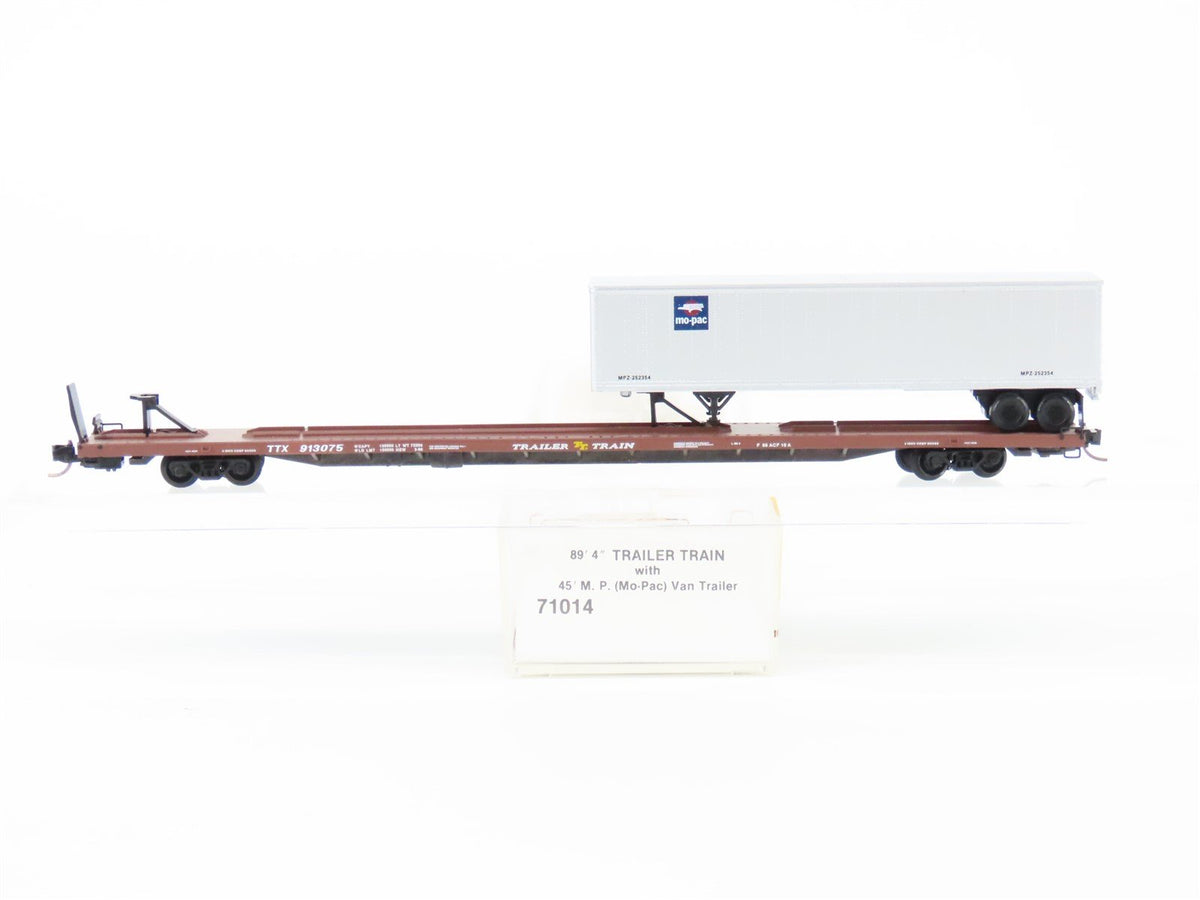 N Micro-Trains MTL 71014 TTAX Trailer Train Flat Car #913075 W/ Mo-Pac Trailer