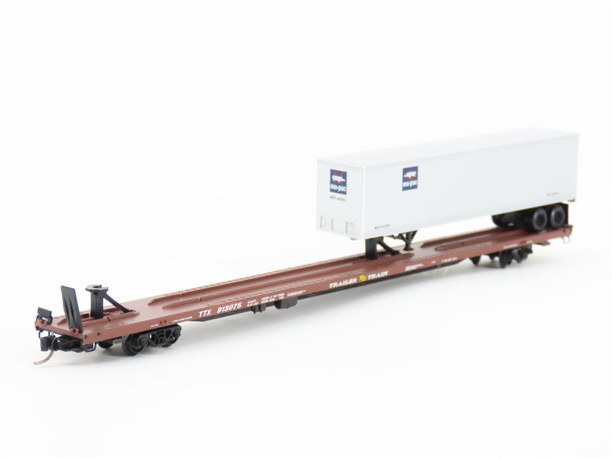 N Micro-Trains MTL 71014 TTAX Trailer Train Flat Car #913075 W/ Mo-Pac Trailer