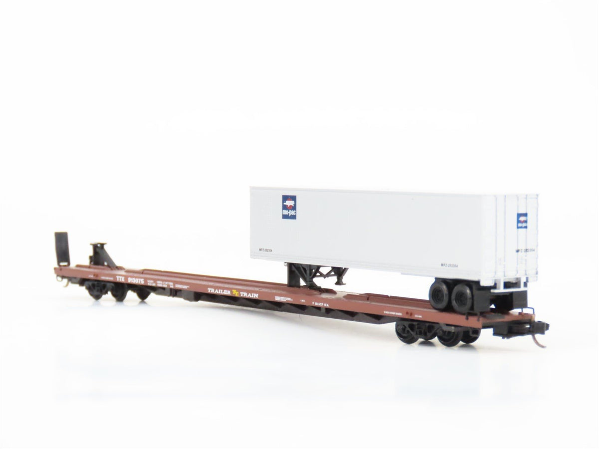 N Micro-Trains MTL 71014 TTAX Trailer Train Flat Car #913075 W/ Mo-Pac Trailer