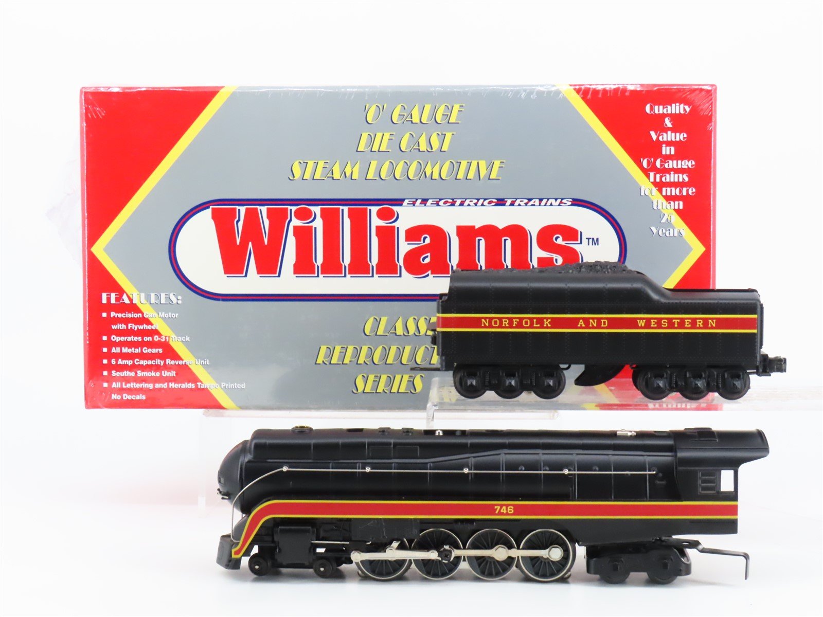 O Gauge 3-Rail Williams J-100 N&W Norfolk & Western J Class 4-8-4 Steam #746