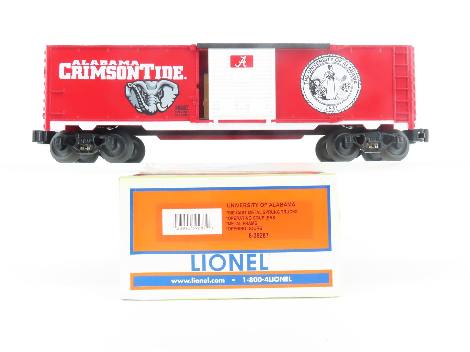 O Gauge 3-Rail Lionel 6-39287 University Of Alabama Crimson Tide Box Car #39287