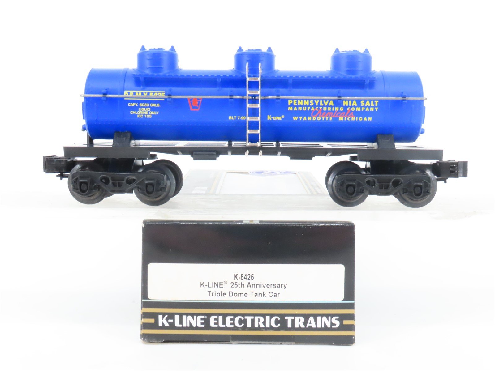 O Gauge 3-Rail K-Line K-5425 25 Years PSMX Pennsylvania Salt 3-Dome Tank Car