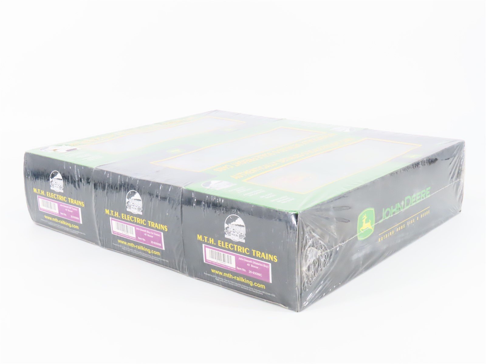 O Gauge 3-Rail MTH Rail King 20-93099 John Deere 40' Boxcar 3-Pack SEALED