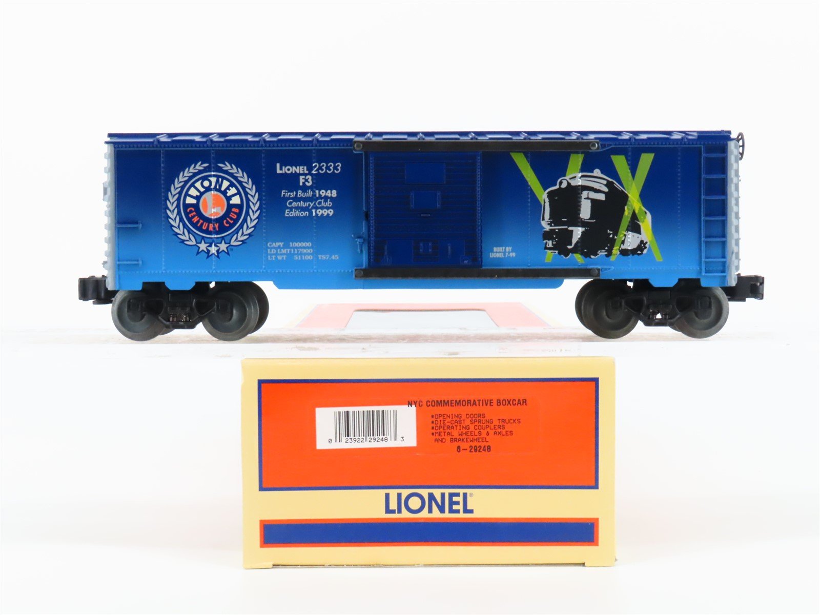 O 3-Rail Lionel 6-29248 Century Club NYC Commemorative Lionel F3 Boxcar #2333